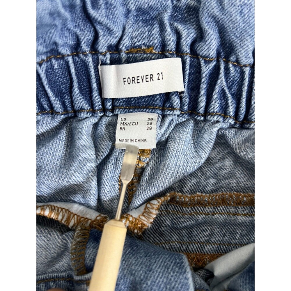 Forever21 Jean Shorts Women Blue Denim High Paperbag Waist Casual Bottoms size29 - Picture 6 of 7